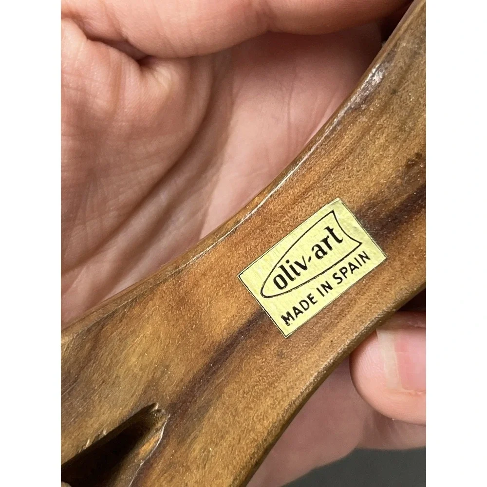 Vintage MCM Oliv-Art Olive Wood Bull Taureau 6 Appetizer Cocktail Skewers Forks